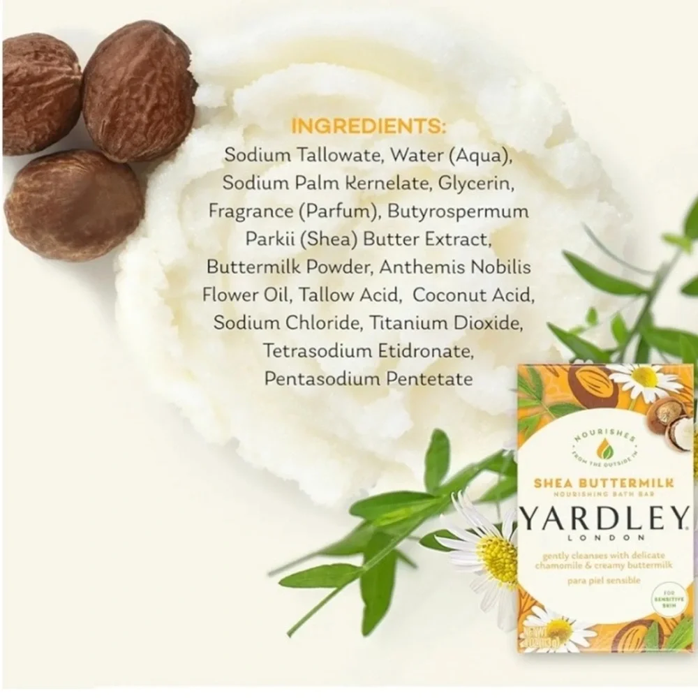 Yardley Of London Moisturizing Shea Buttermilk Soap Luxury Beauty Bar 4.25 Oz